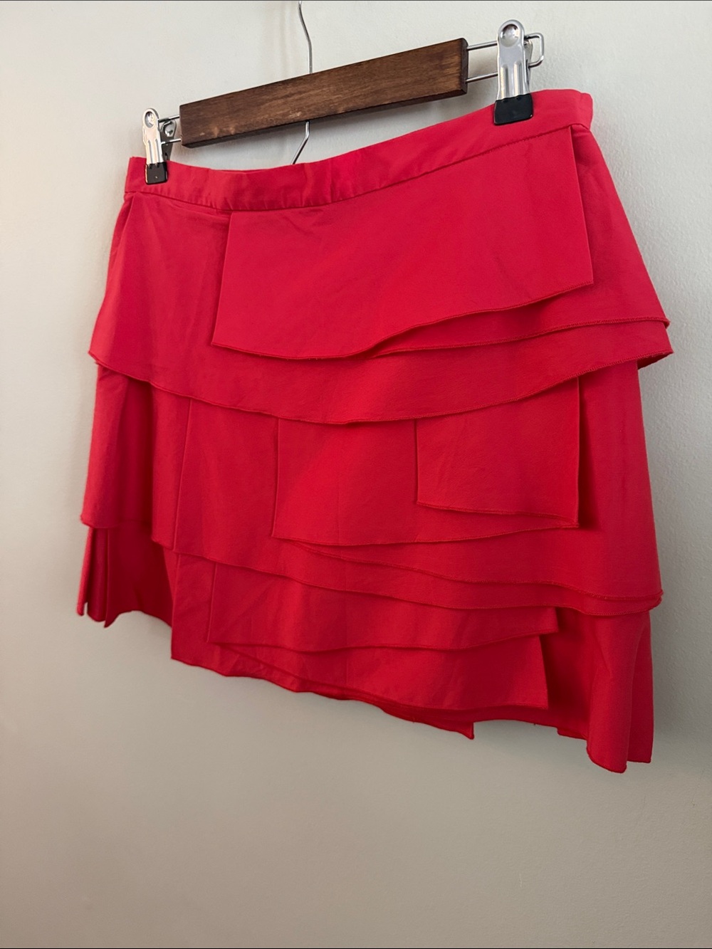 BCBGMaxAzria Layered Ruffle Mini Skirt - Red - Picture 3 of 11